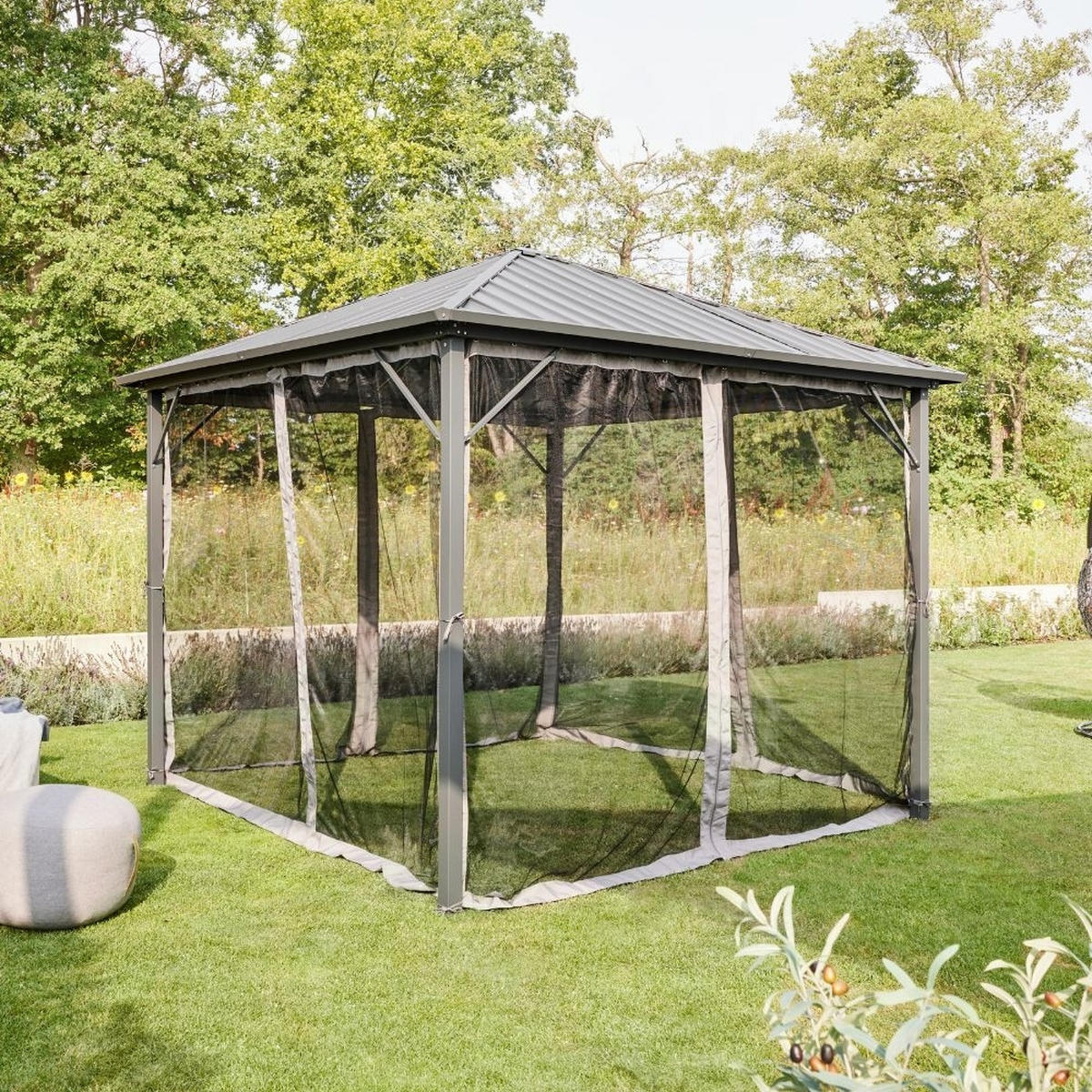 PAVILLON AZUR - Anthrazit, Metall (298/268/298cm) - Home Deluxe