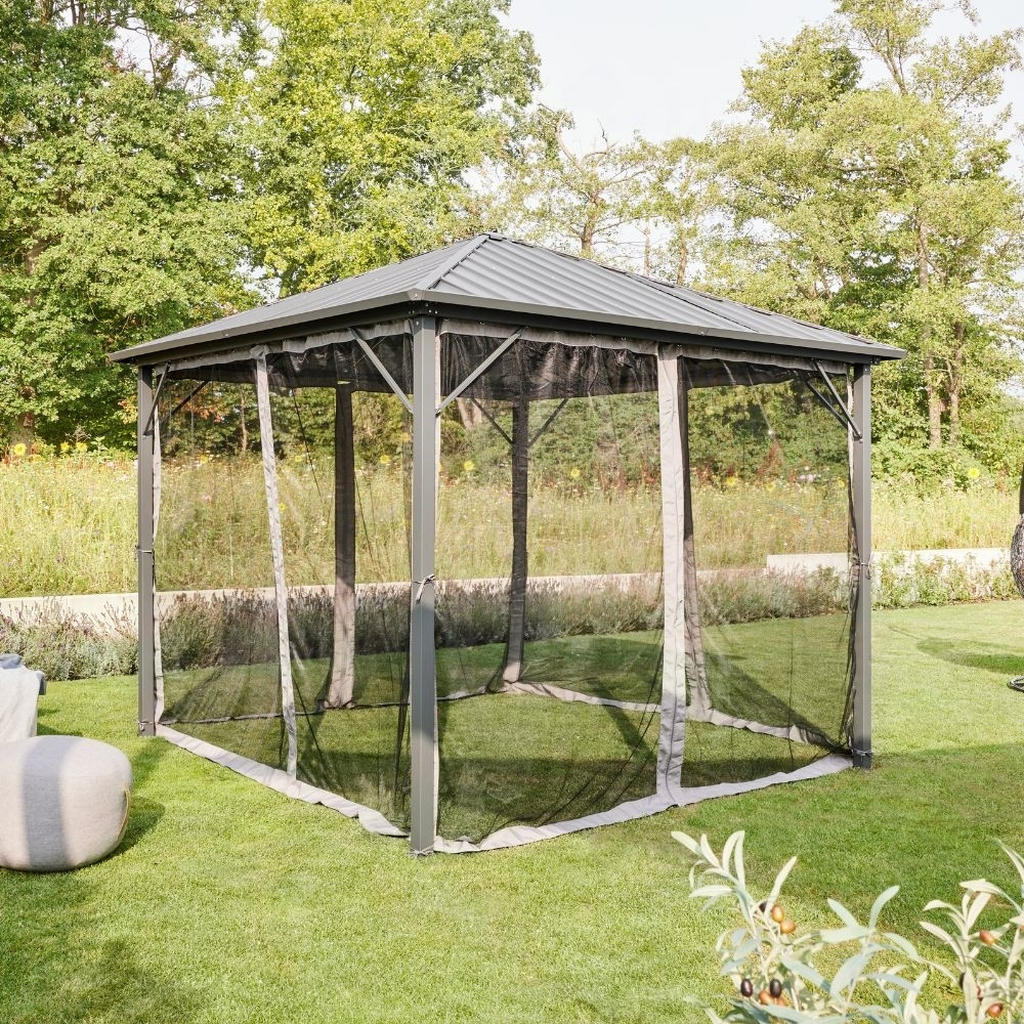 Thumbnail - Home Deluxe Pavillon, Anthrazit, Metall, 298x268x298 cm, Sonnen- & Sichtschutz, Pavillons & Pergolas
