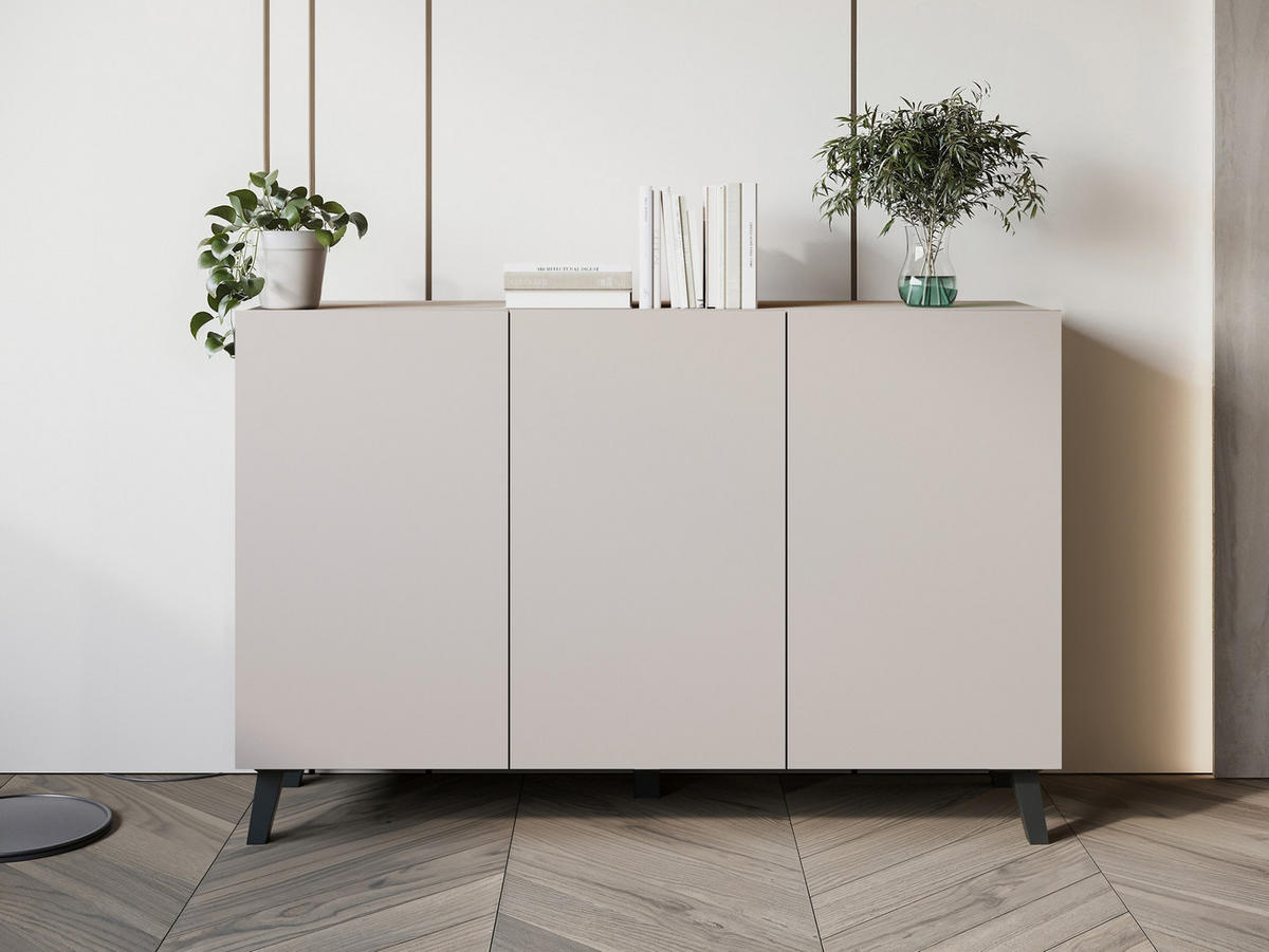 KOMMODE Phuket 120 - Kaschmir/Schwarz, Holzwerkstoff/Kunststoff (120/76/39cm) - MIRJAN24