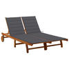 2-PERSONEN-SONNENLIEGE mit Auflagen Akazie Massivholz - Anthrazit, Holz (200/76/200cm) - furnicato