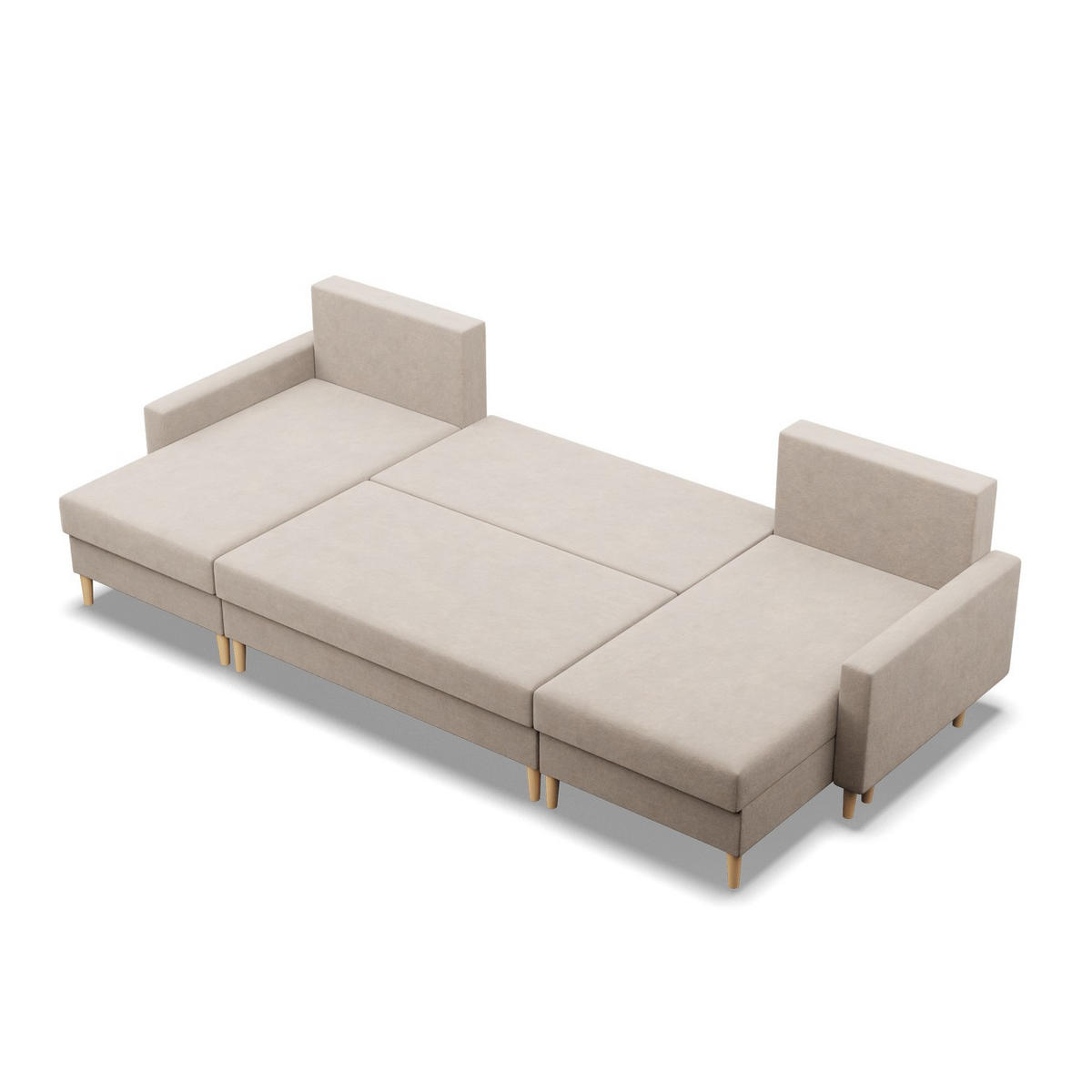 U-ECKSOFA MIT SCHLAFFUNKTION BLANK, Beige - Beige, Textil (294/92/140cm) - Mebligo