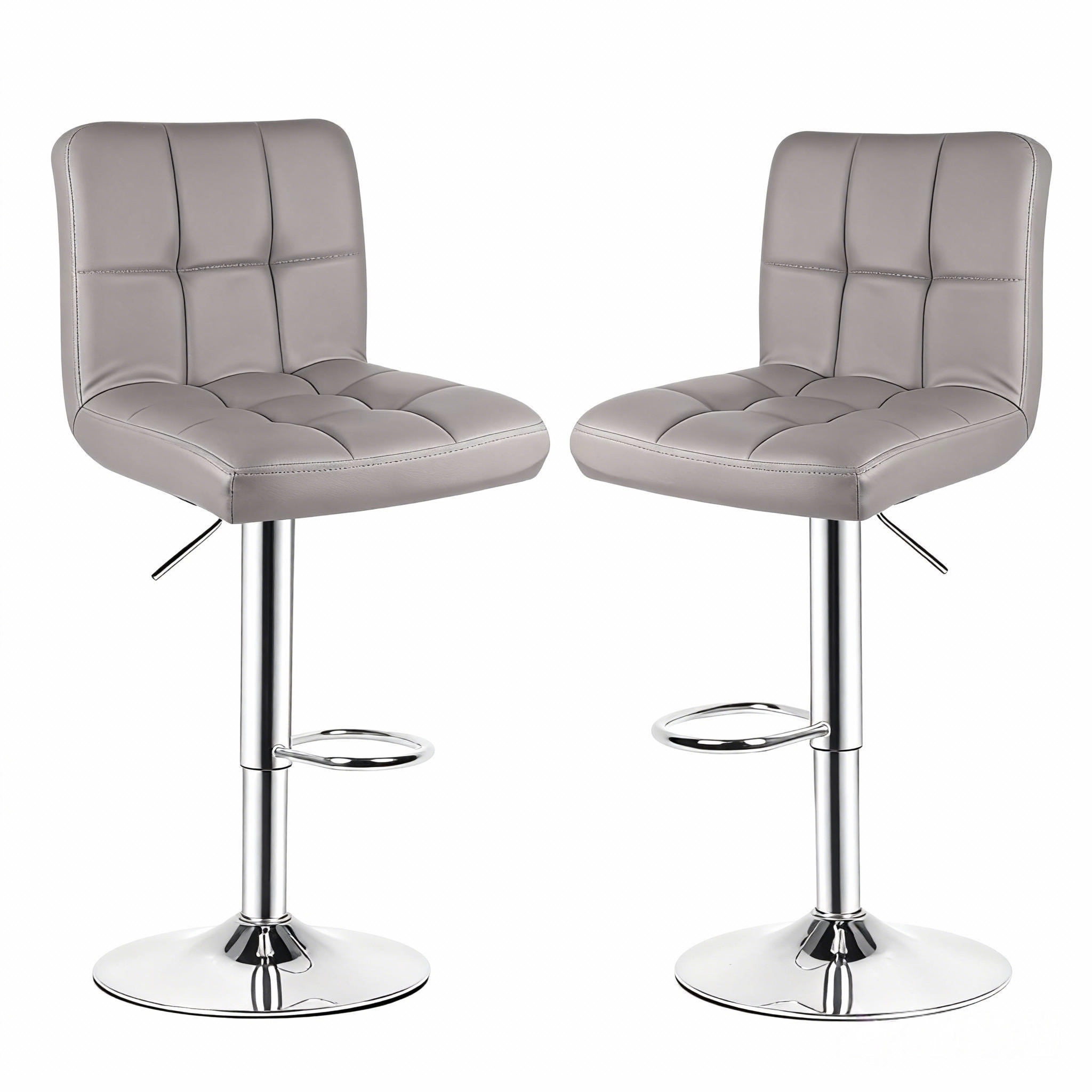 BARHOCKER Grau hoch ohne Armlehnen 2er Set - Grau, Metall (45/46/55cm) - Rattrix