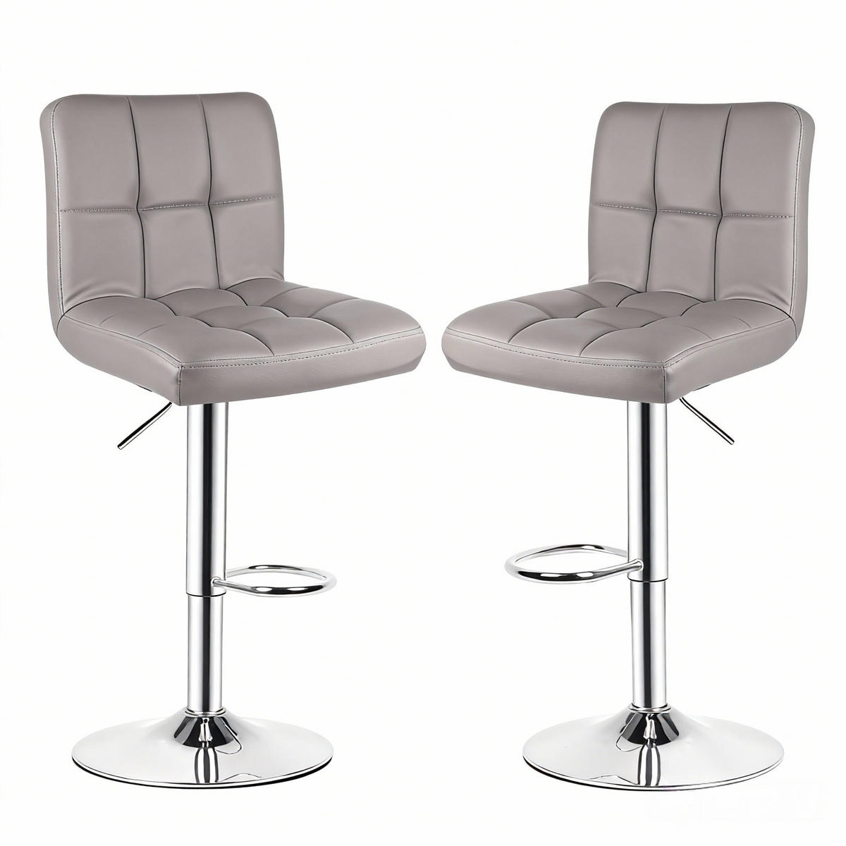 BARHOCKER Grau hoch ohne Armlehnen 2er Set - Grau, Metall (45/46/55cm) - Rattrix