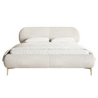 POLSTERBETT Ovalle Cremeweiß mit goldenen Metallbeinen und Bettkasten 140 cm - Goldfarben/Creme, Textil/Metall (140/200cm) - Selsey