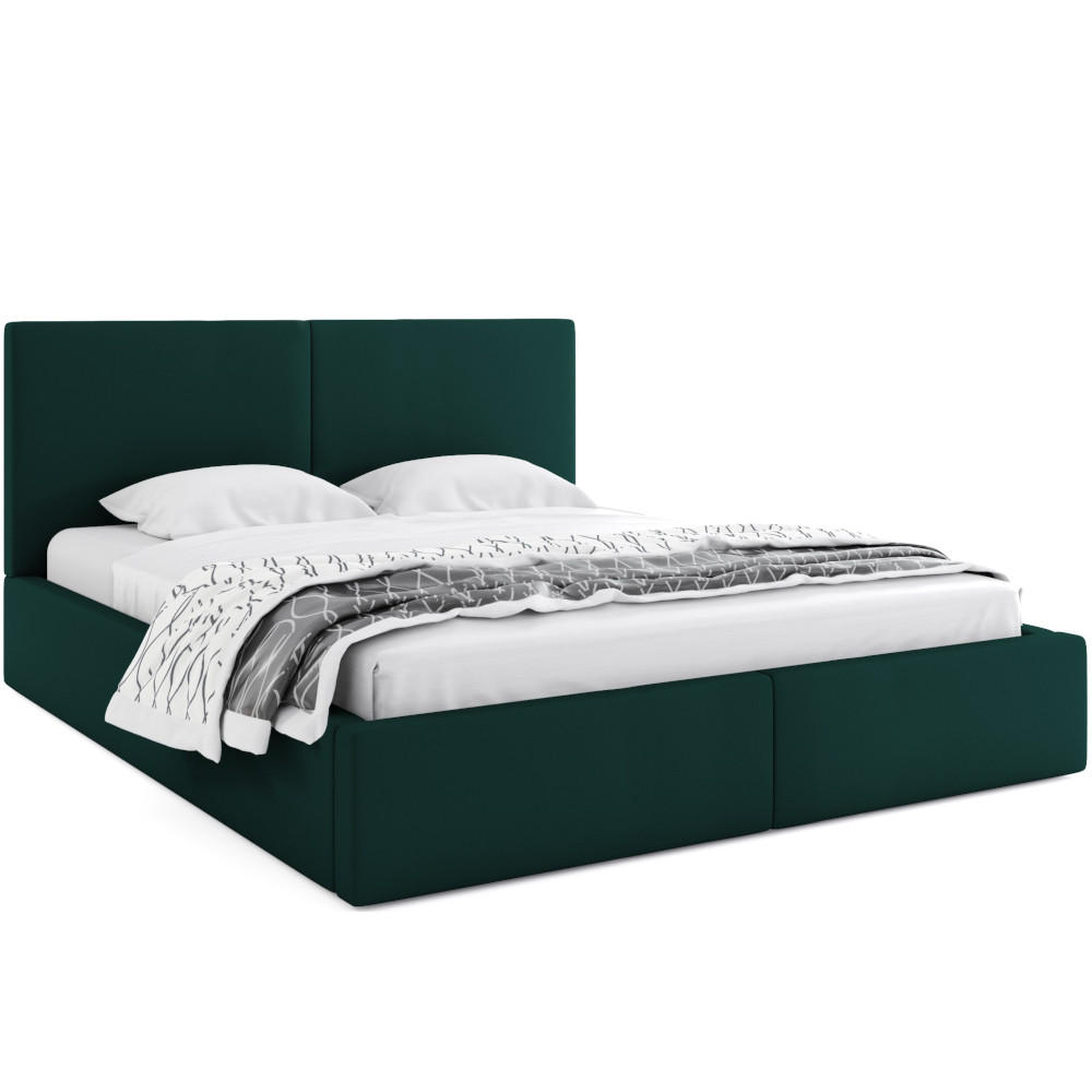 POLSTERBETT Hilton 120x200cm Dunkelgrün mit Stauraum - Dunkelgrün, Textil/Metall (120/200cm) - Interbeds