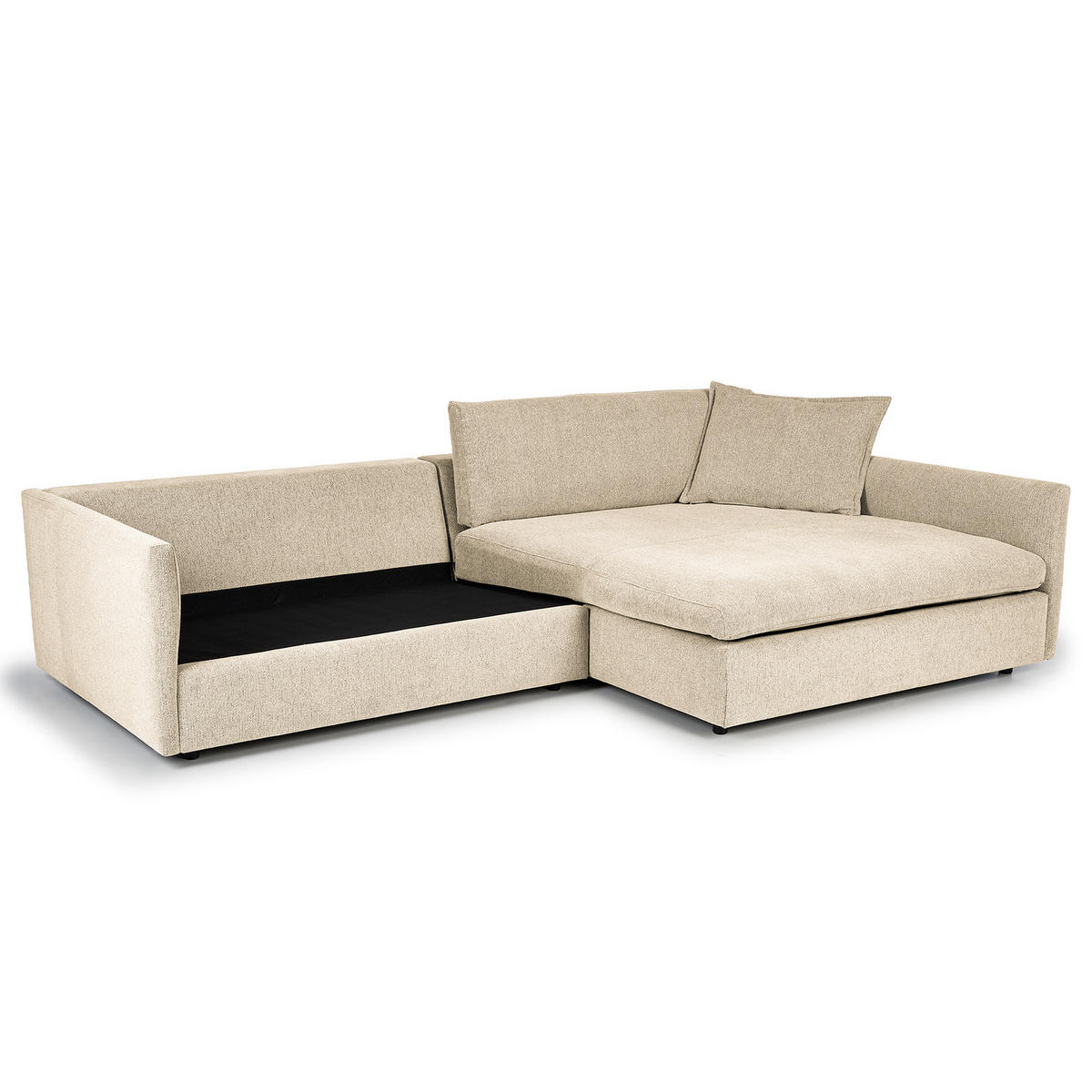 ECKSOFA mit Longchair - Creme/Schwarz, Kunststoff/Textil (290/183cm) - home24