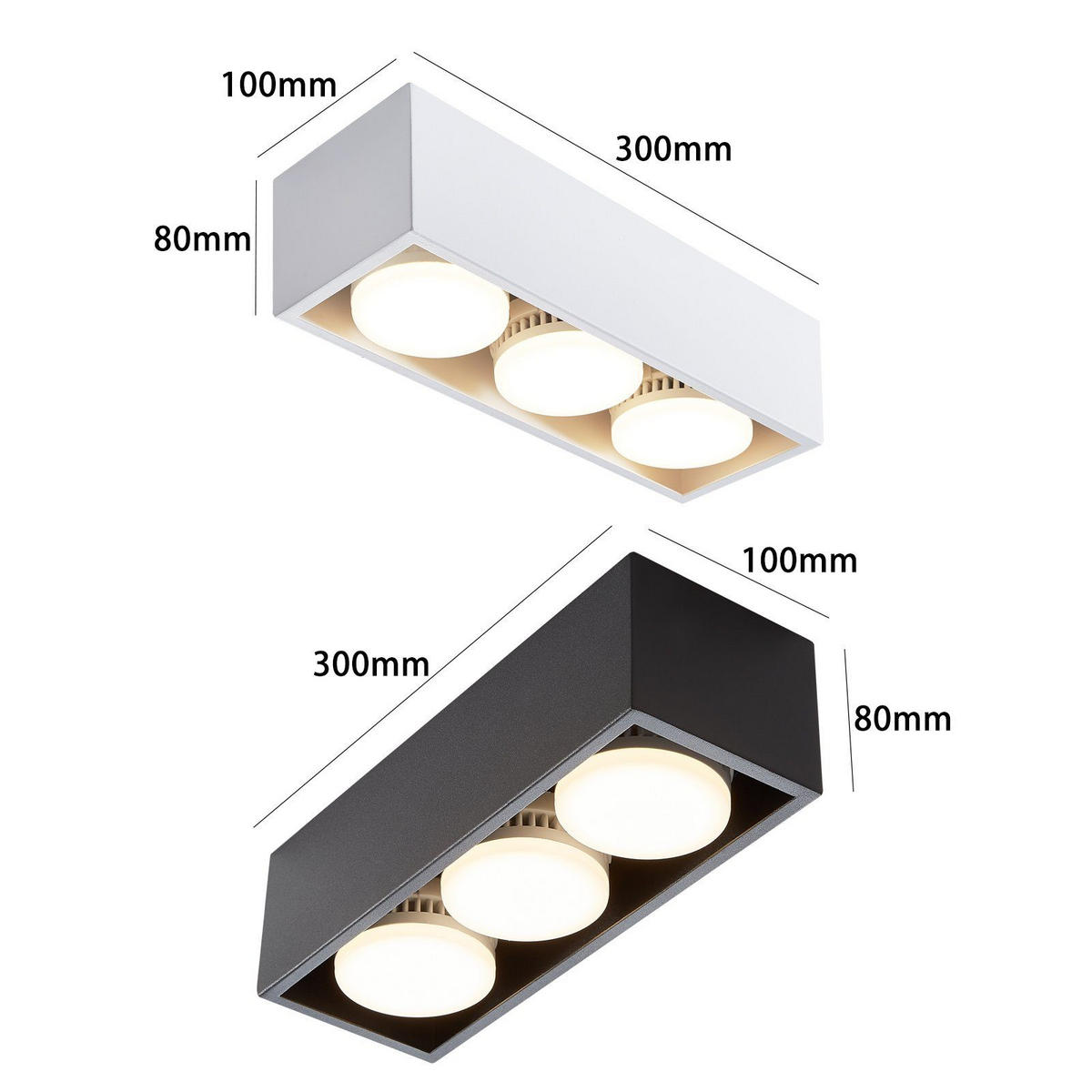 LED-DECKENLEUCHTE Harmonie 3-flammig 30/10/8 cm - Weiß, Metall (30/10/8cm) - Nettlife