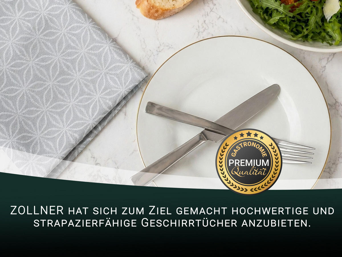 GESCHIRRTÜCHER, 4er-Set, 50x70 cm, 100% Baumwolle, Grau - Hellgrau, Textil (50/70cm) - Zollner
