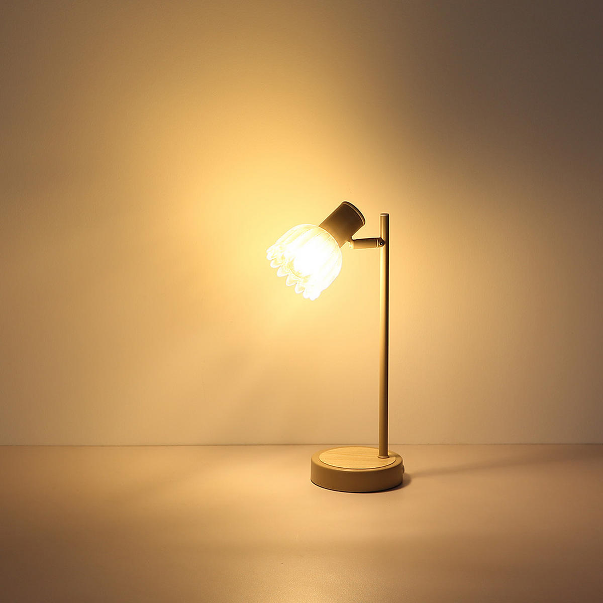 LED TISCHLEUCHTE Metall, Glas, sandfarben, beweglicher Spot - Orange, Glas (17/12/35cm) - Globo Lighting