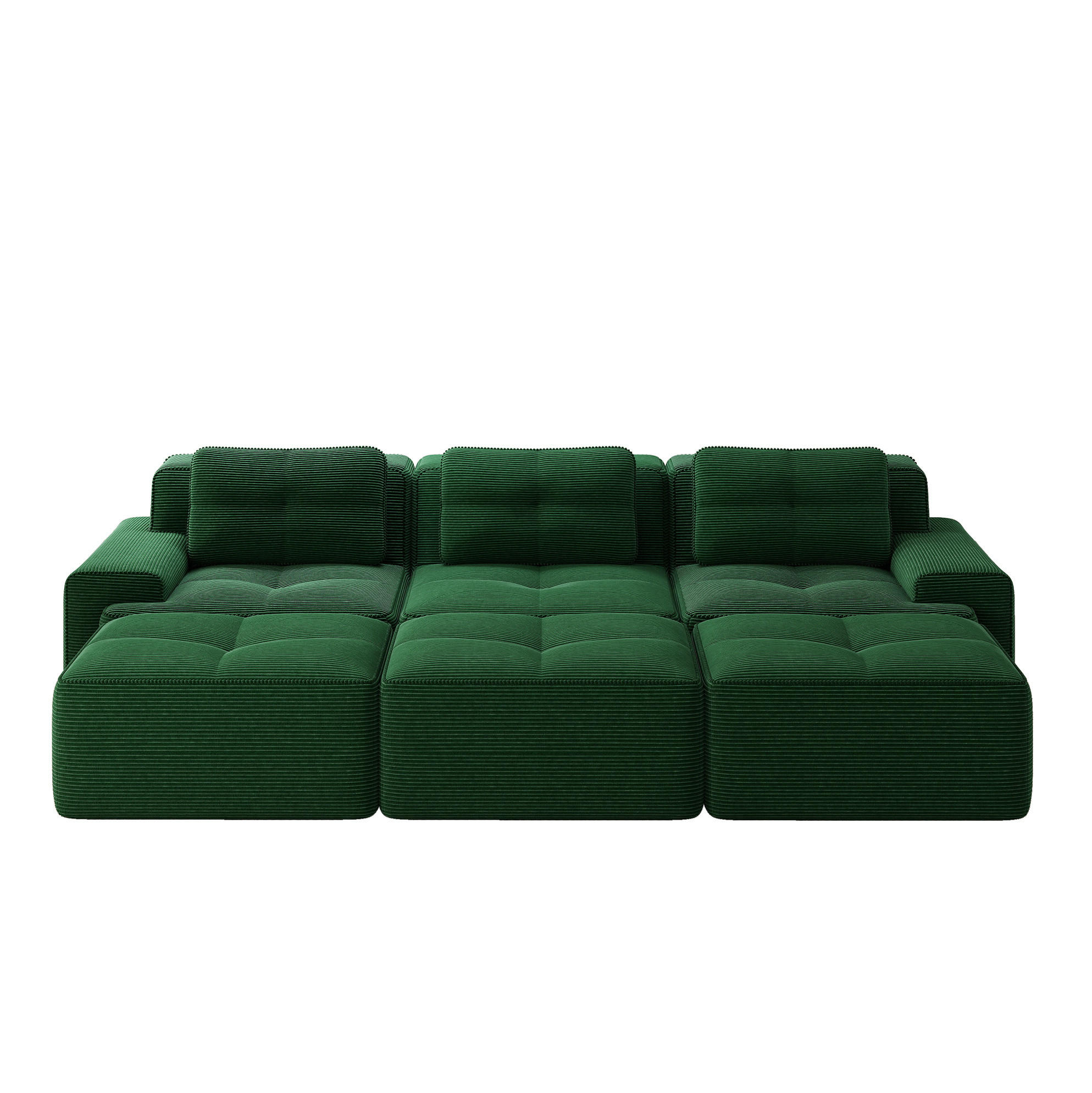 MODULARES Ecksofa mit Schlaffunktion aus Cord Grün 293x177x69 cm - Grün, Textil (177/69/293cm) - IVMEU