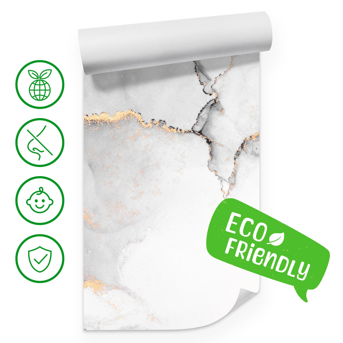 FOTOTAPETE Grauer Marmor Muster Abstraktion 300x210 - Beige/Schwarz, Papier (300/210cm) - Muralo