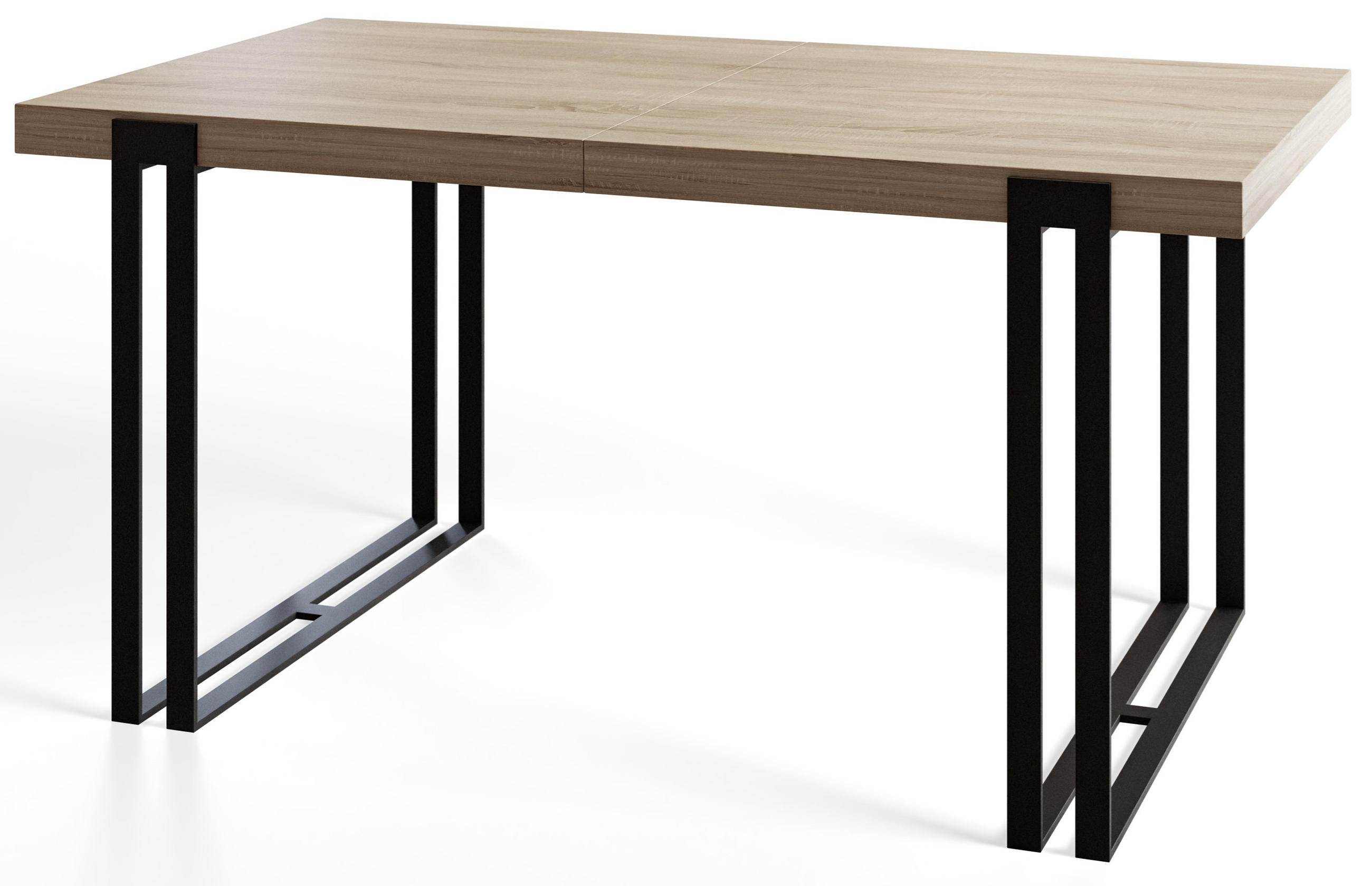 ESSZIMMERTISCH ROSA 140X80X77 cm, Farbe: SONOMA, mit Metallbeinen in Farbe Schwarz - Schwarz/Sonoma Eiche, Holzwerkstoff (140/80/77cm) - Alpi-Möbel