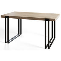 ESSZIMMERTISCH ROSA, ausziehbarer Tisch 180-280X90X77 cm, Farbe: SONOMA, mit Metallbeinen in Farbe Schwarz - Schwarz/Sonoma Eiche, Holzwerkstoff (180/90/77cm) - Alpi-Möbel