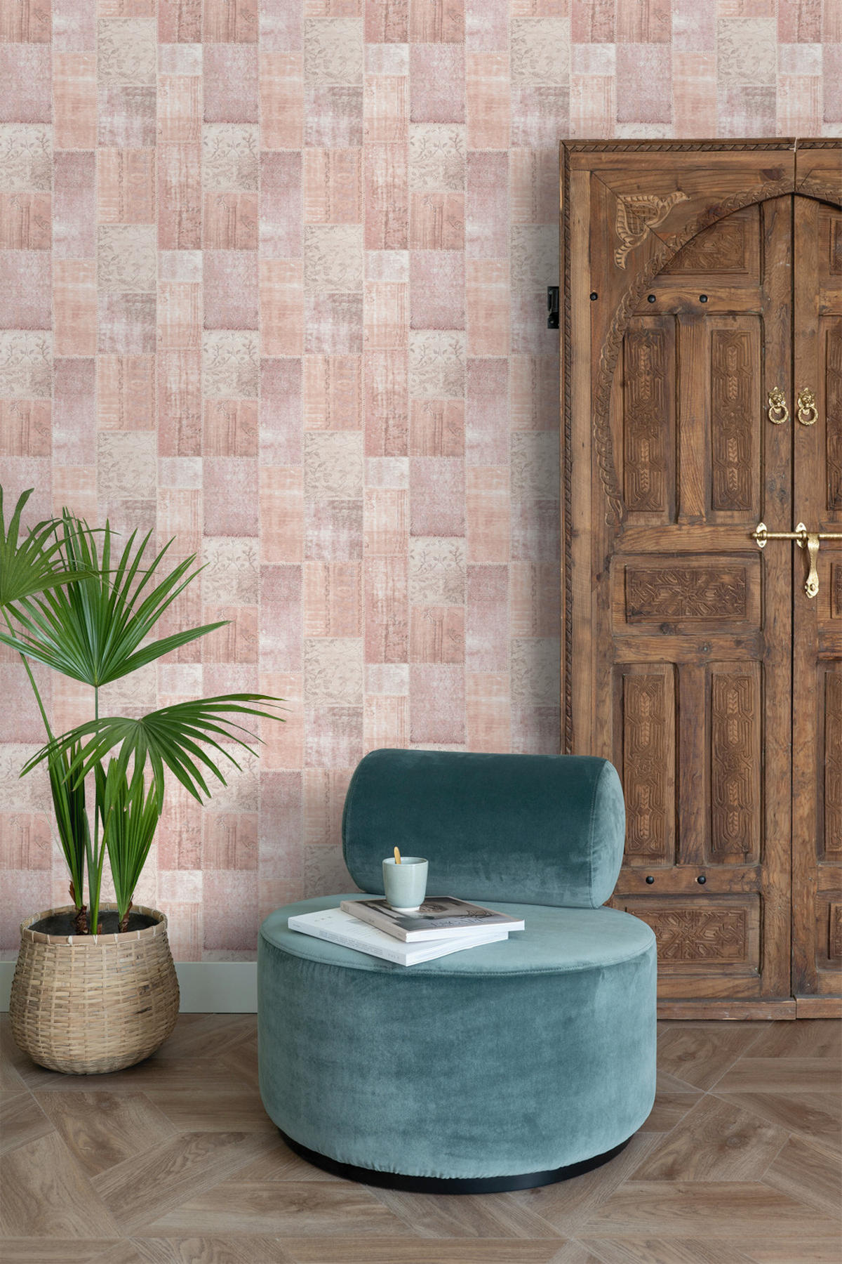 TAPETE orientalisches-Marrakech Kelim-Patchwork 53 cm x 10.05 m - Terracotta, Papier (53/1000cm) - ESTAhome