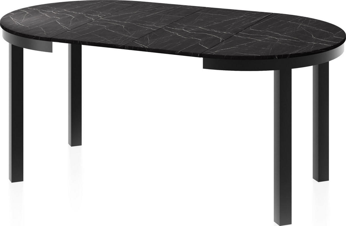 ESSTISCH Corin Schwarz runder ausziehbarer, Schwarzer Marmor 100-176/100/76 cm - Anthrazit/Schwarz, Holzwerkstoff/Metall (100/176/76cm) - WFL GROUP