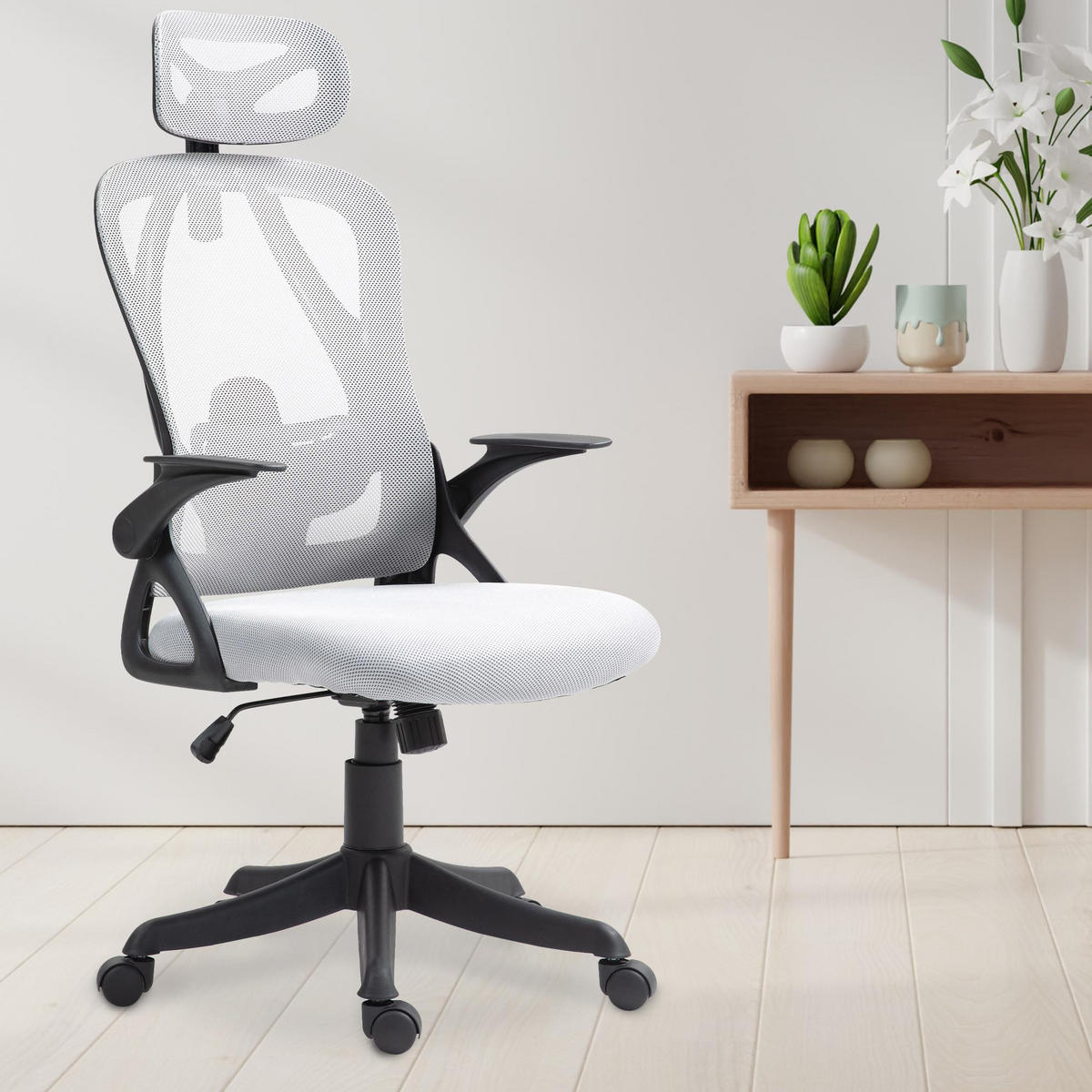 CHEFSESSEL Stoff Grau - Schwarz/Grau, Kunststoff/Textil (58/122/66cm) - CLP