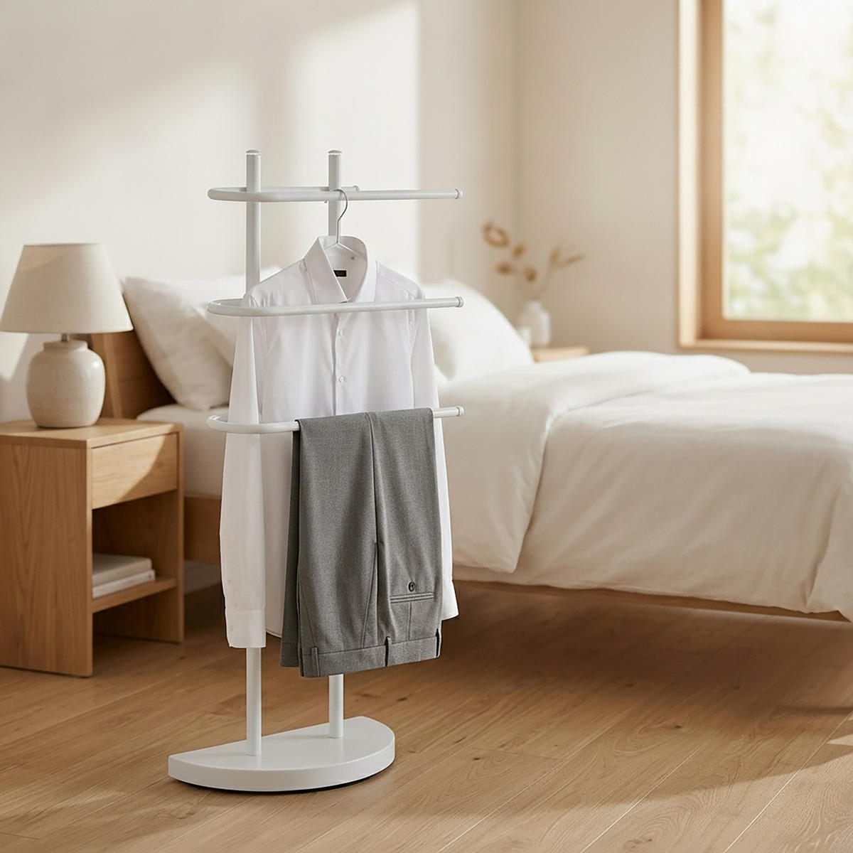 STOJAN Bílý na ručníky se 3 tyčemi - bílá, kov (39/83/18cm) - Relaxdays