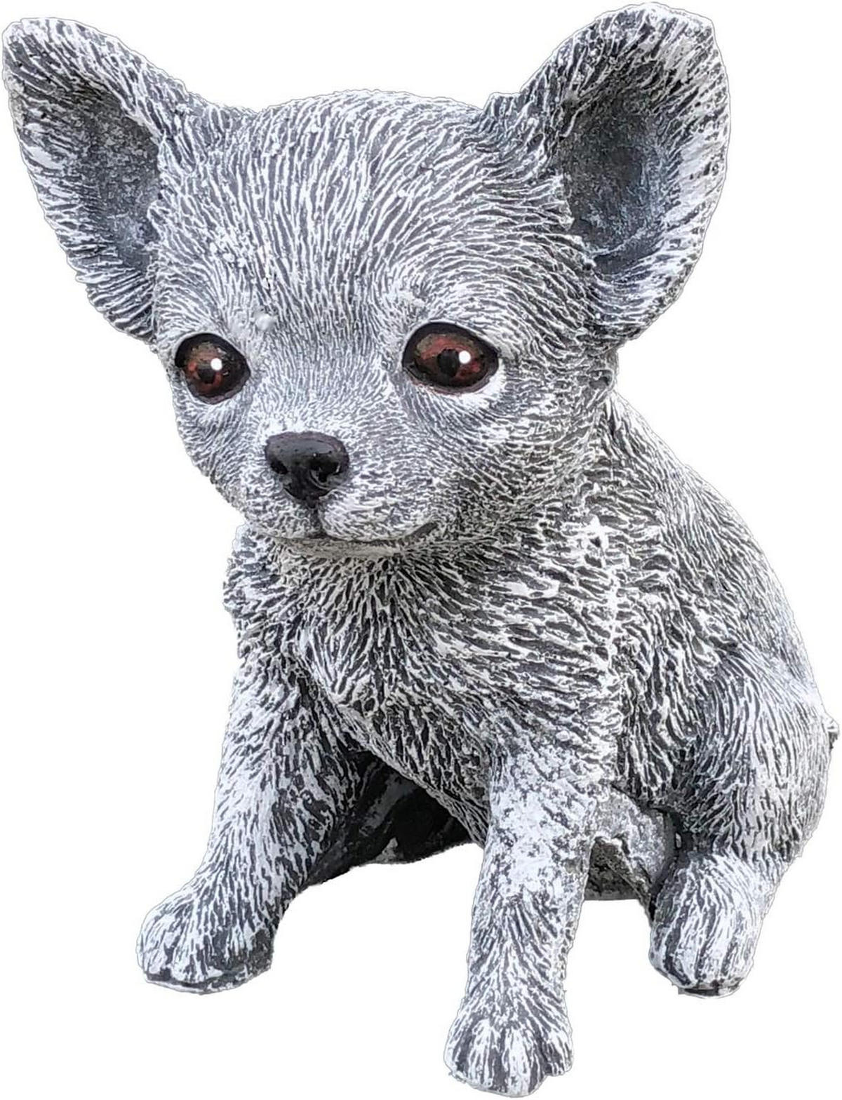 STEINFIGUR Chihuahua Hund, Frostfest, Steinguss - Grau, Stein (12/16/14cm) - stoneandstyle