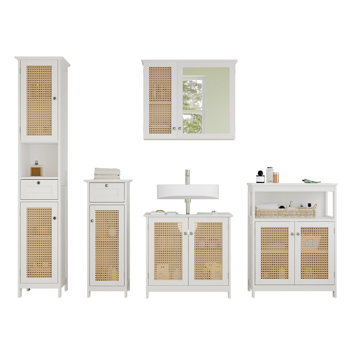 BADMÖBEL-SET Rosario Weiß 5 Teile - Weiß, Holzwerkstoff (60/58/35cm) - Vicco