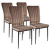 STUHL MODENA Samtbezug Metallbeine 4er Set Braun - Braun, Textil/Metall (42/96/43cm) - Albatros