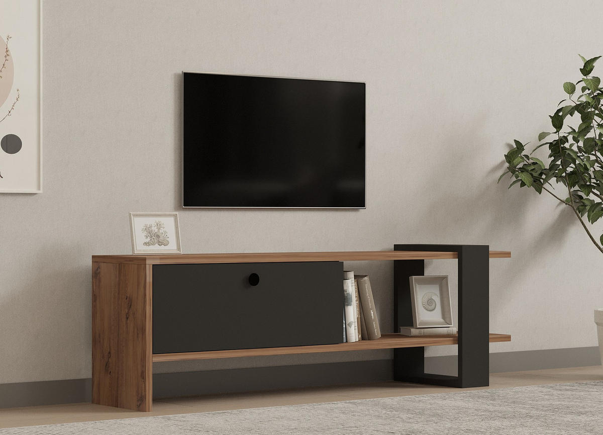 TV-MÖBEL Ova Eiche-Anthrazit - Grau, Holz (120/36/25cm) - Habitat Garten