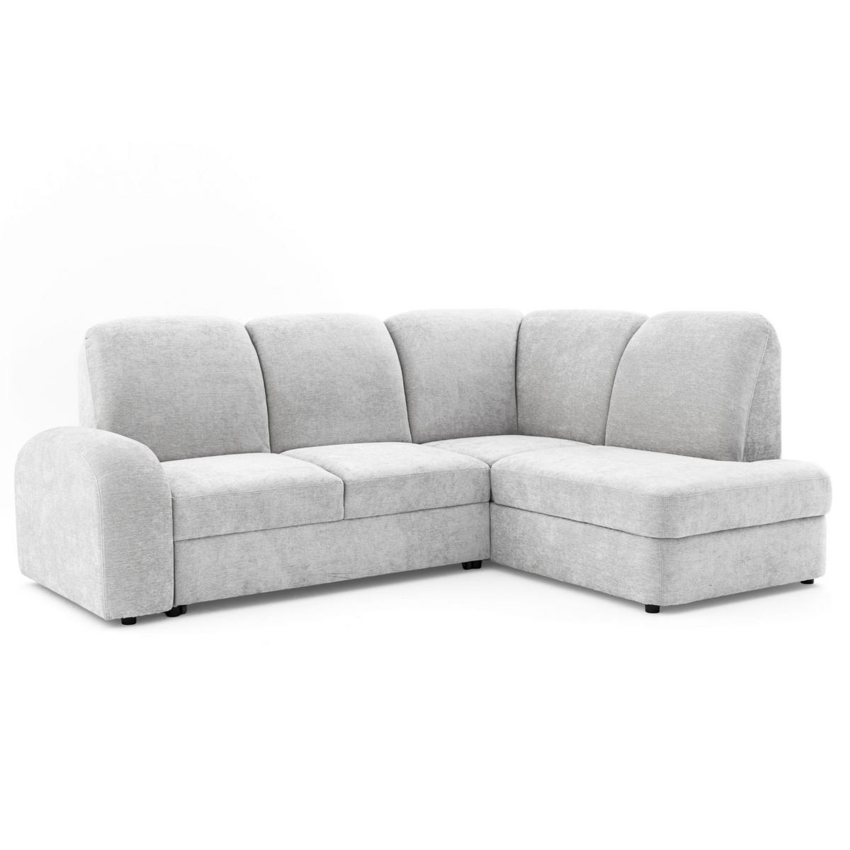 ECKSOFA VIBE L Rechts mit Schlaffunktion 129x205 Chenille Hellgrau - Hellgrau/Schwarz, Holz/Kunststoff (250/186cm) - Muffo