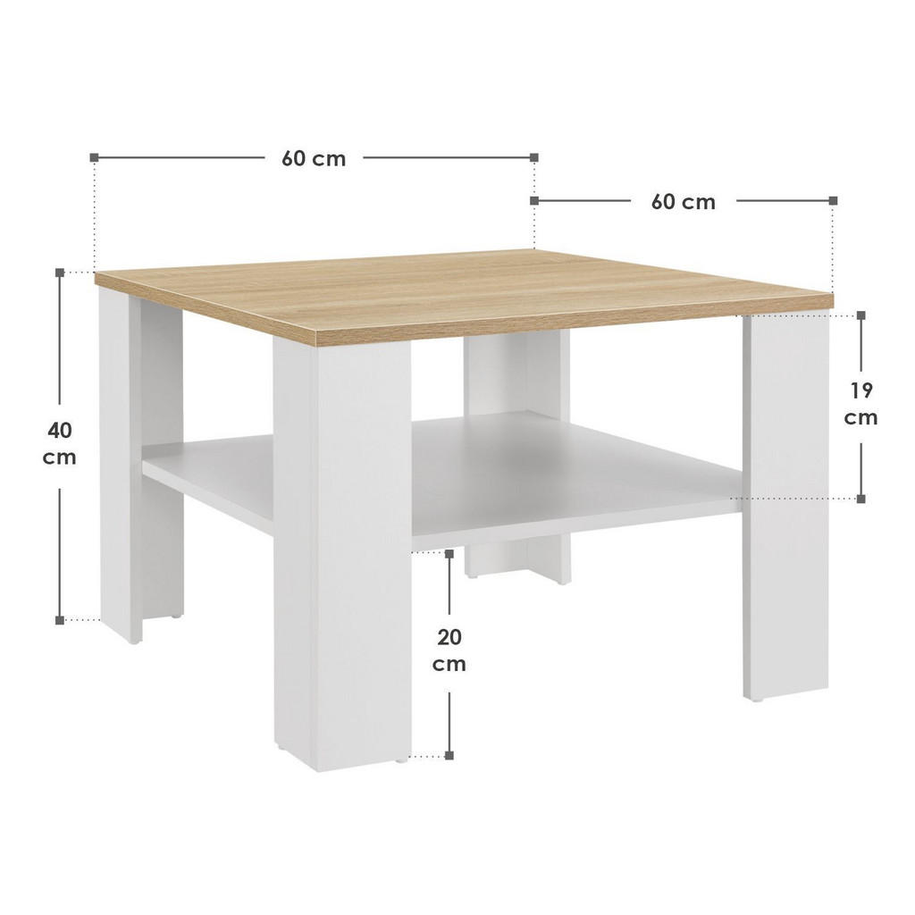 Thumbnail - Juskys Couchtisch, Weiß, Holz, 60x40x60 cm, Wohnzimmer, Wohnzimmertische, Couchtische