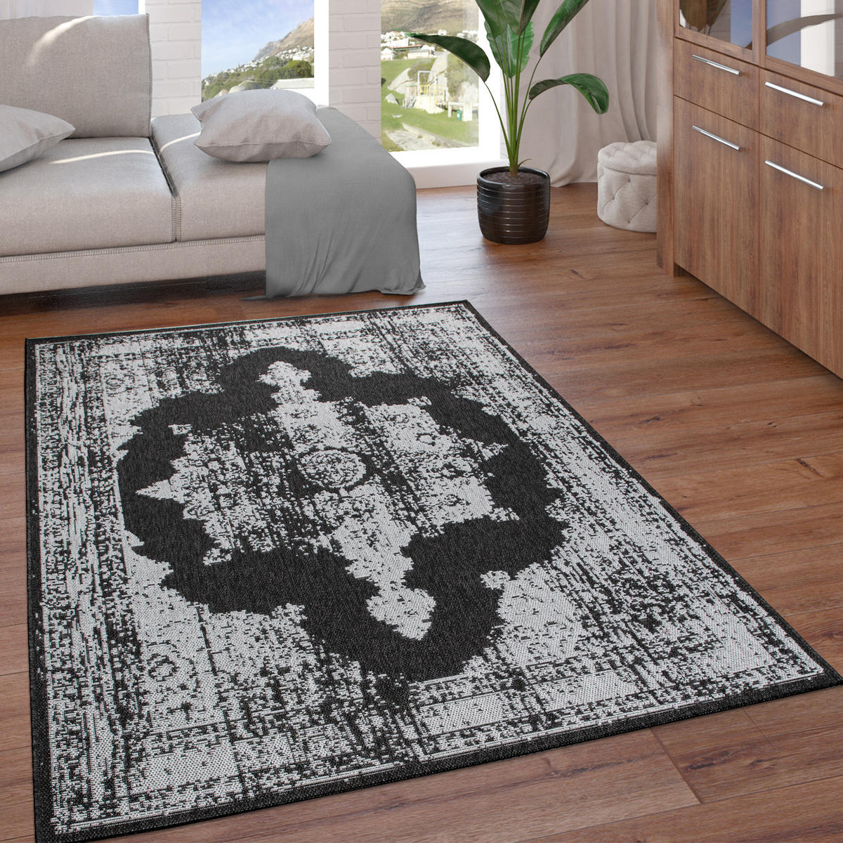 OUTDOORTEPPICH 120/160 cm Kraft 191 - Grau, Textil (120/160cm) - Paco Home