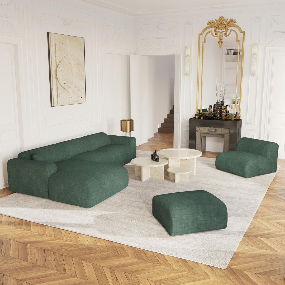 SESSEL Texturierter Samt Smaragdgrün 75cm - Smaragdgrün, Textil (75/67/97cm) - Sia Home