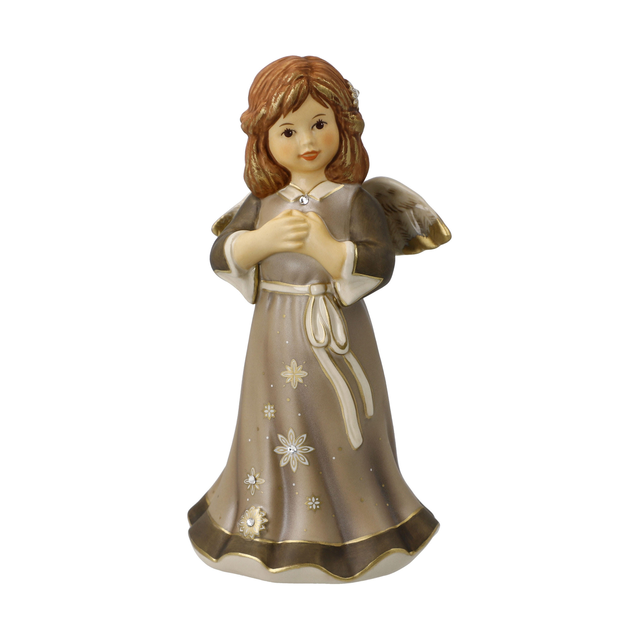 ENGELFIGUR Jahresengel 2024, Steingut, Walnuss, Limited Edition - Braun, Keramik (7.5/16/8.5cm) - Goebel