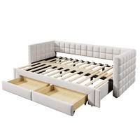 TAGESBETT 90/200 cm DE-04655, mit Ausziehbett und 2 Schubladen in Beige - Beige, Holzwerkstoff (90/200cm) - ComfortXL