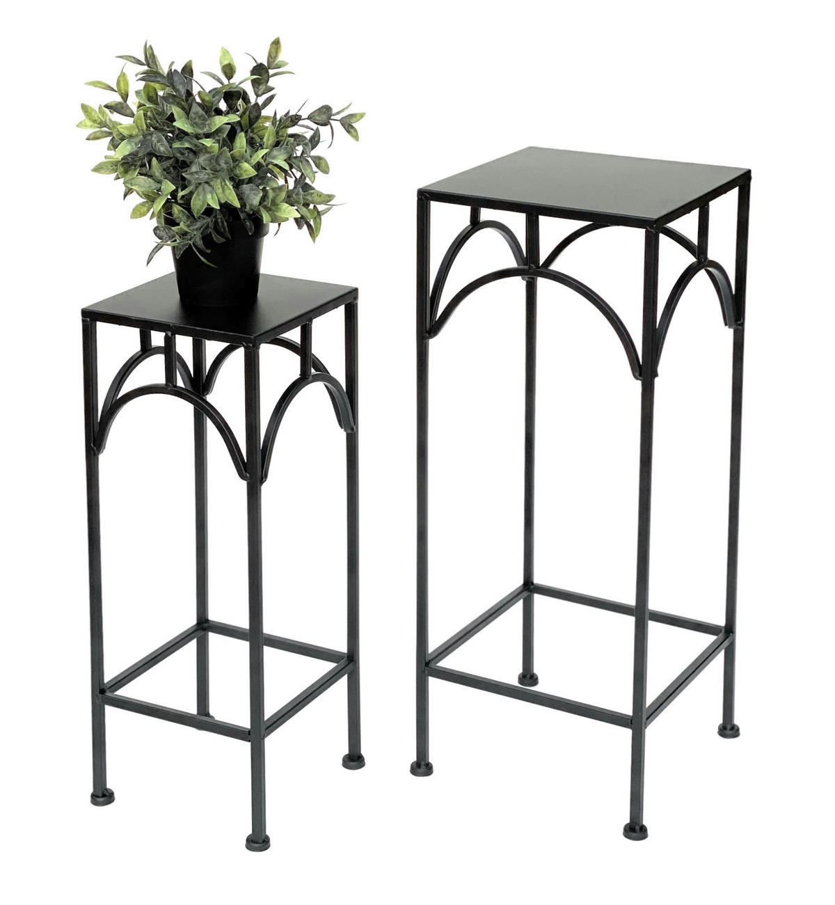 BLUMENHOCKER 2er Set Metall Schwarz Eckig - Schwarz, Metall (18/50/18cm) - DanDiBo