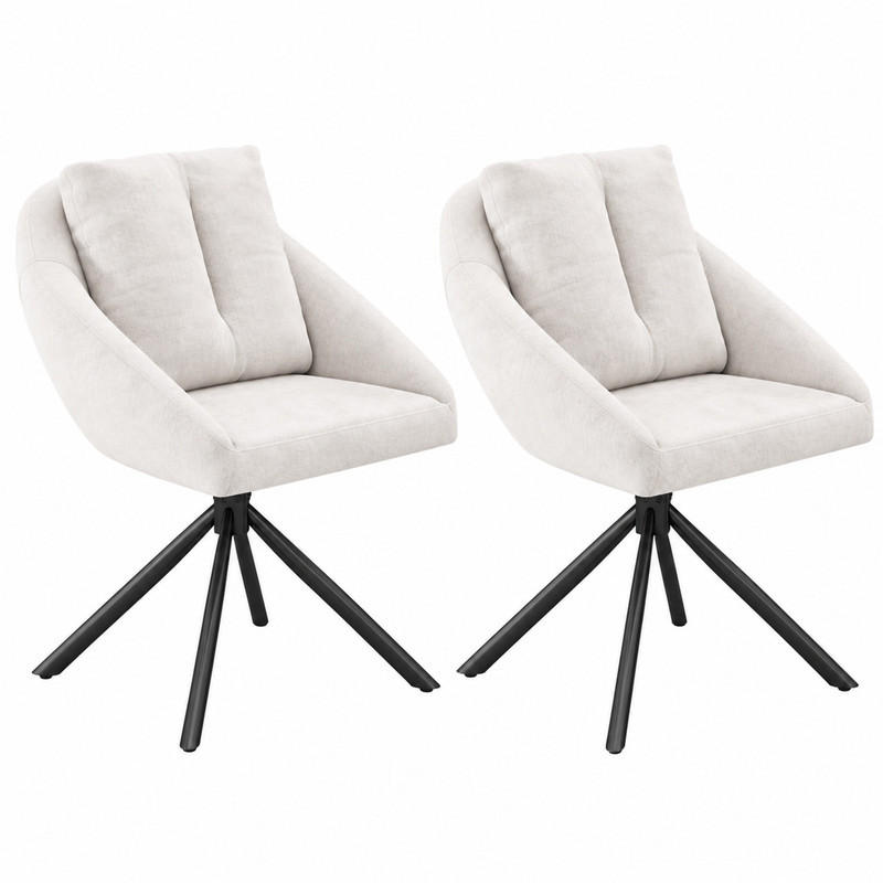 DREHSTUHL ergonomisch Samt Beige 2er-Set - Beige, Metall (54/79/65cm) - Meubliv