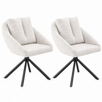 DREHSTUHL ergonomisch Samt Beige 2er-Set - Beige, Metall (54/79/65cm) - Meubliv