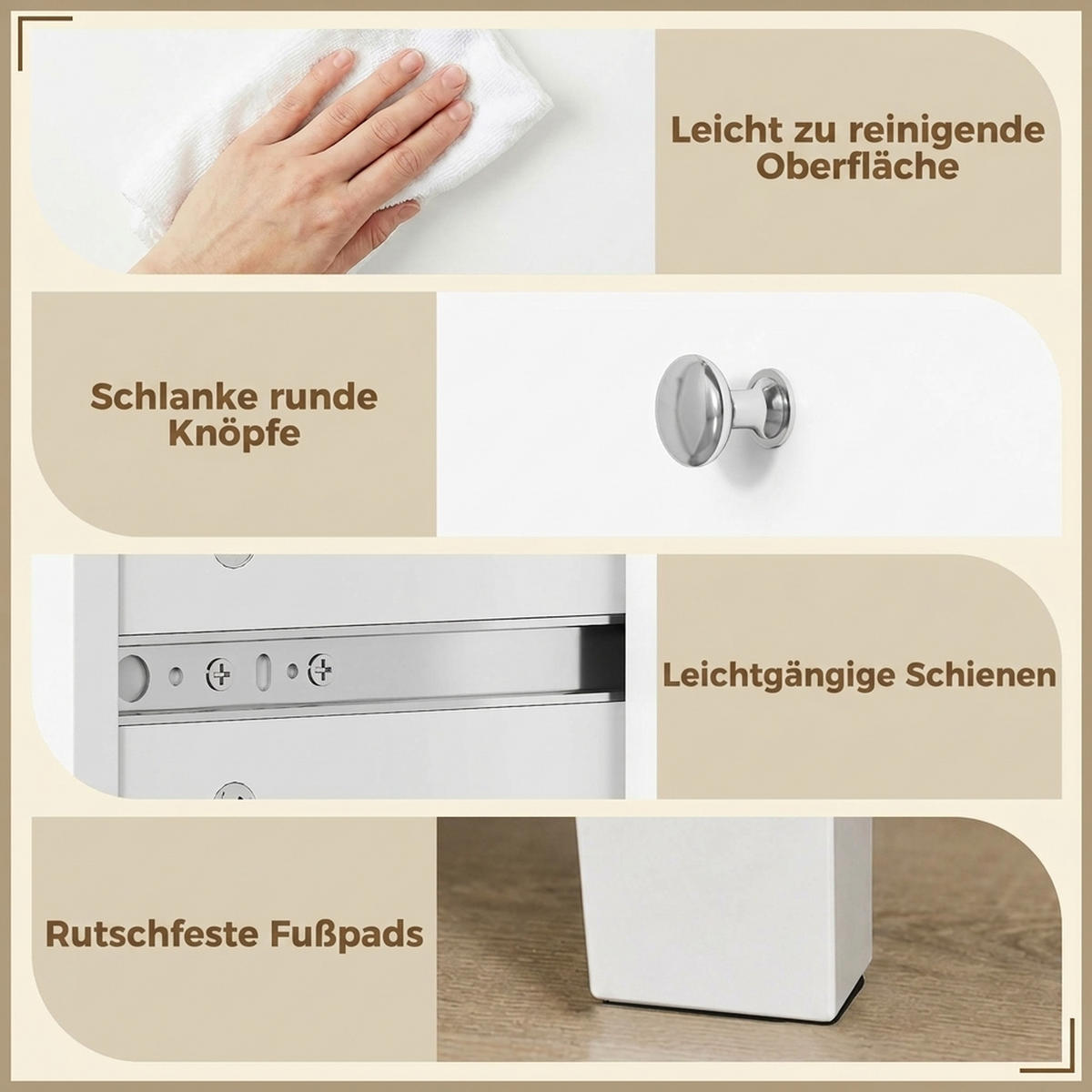KOMMODE MDF Weiß - Weiß/Nickelfarben, Holzwerkstoff/Kunststoff (39.5/95.3/60cm) - HOMCOM