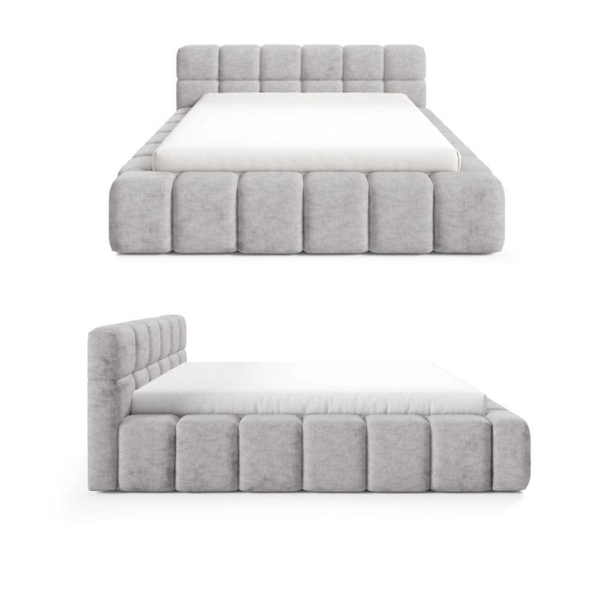 POLSTERBETT NUBO Premium 180x200 cm mit Bettkasten – PERFECT HARMONY 80 - Hellgrau, Holz (180/200cm) - Dekori_Interiors