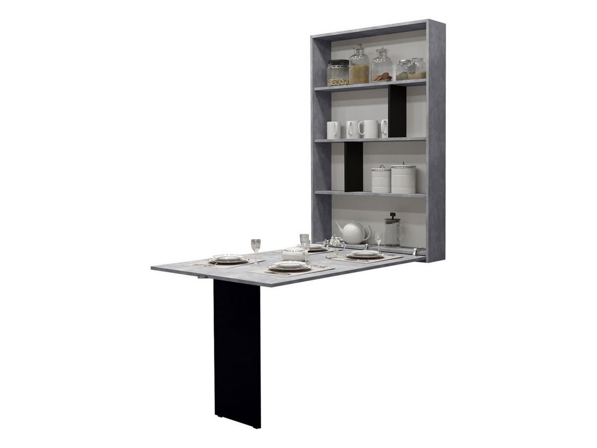 WANDKLAPPTISCH Abi - Schwarz/Grau, Holzwerkstoff (85/203/19cm) - MIRJAN24