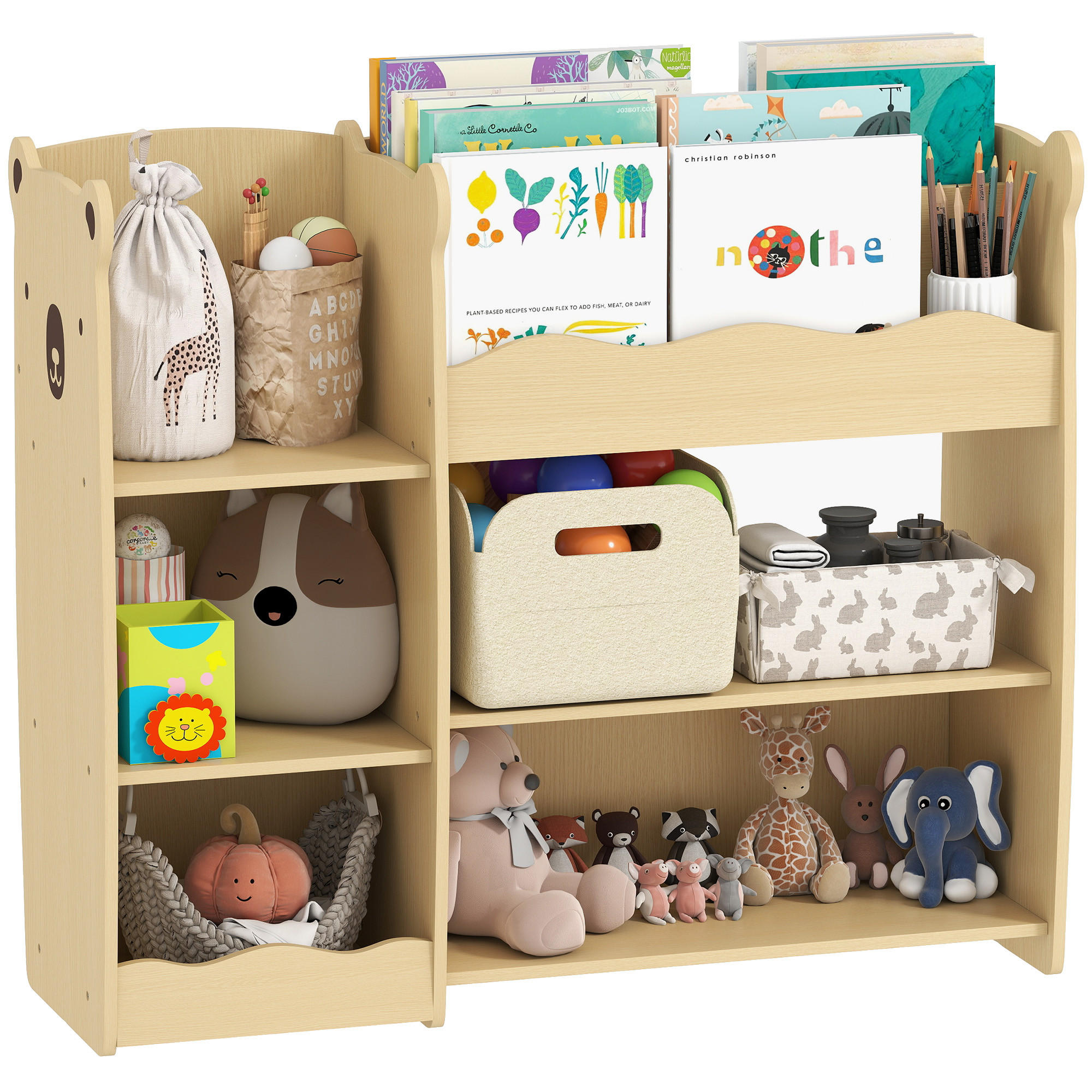 KINDERREGAL DE-17275 3 offene Ebenen mit Bären-Design Natur - Naturfarben, Holzwerkstoff (92/79/29cm) - ComfortXL