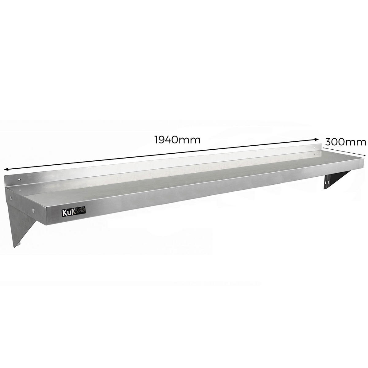 WANDREGAL 2 x 1940mm x 300mm - Silberfarben, Metall (194/23/30cm) - Kukoo