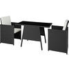 RATTAN SITZGRUPPE Lausanne,zusammenschiebbar,schwarz - Schwarz, Kunststoff - tectake