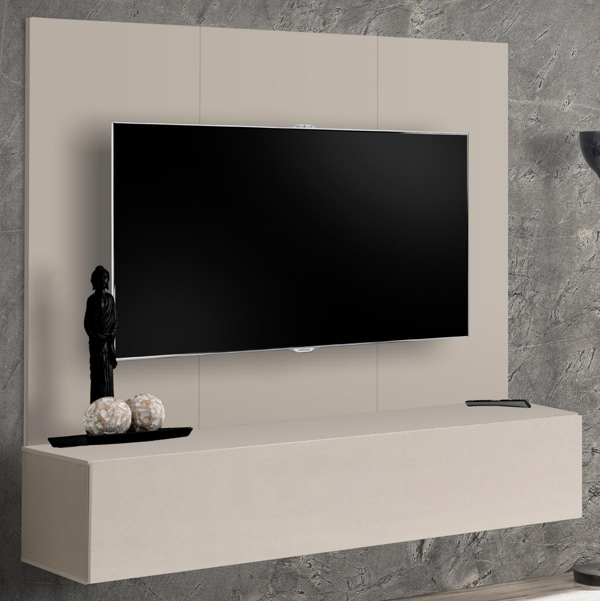 TV-LOWBOARD Kaschmir 160 cm hängend, Set inklusive Wandpaneel - Kaschmir, Holzwerkstoff (160/148/40cm) - Inn.Furn
