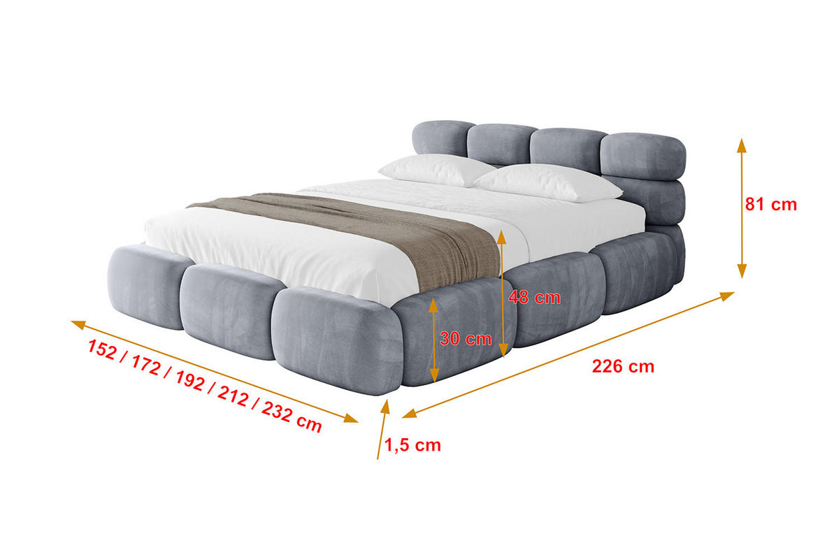 POLSTERBETT mit Bettkasten und Lattenrost, Boxbett ohne Matratze - NOMA 120x200 Grau - Grau, Holzwerkstoff/Textil (120/200cm) - ALTDECOR