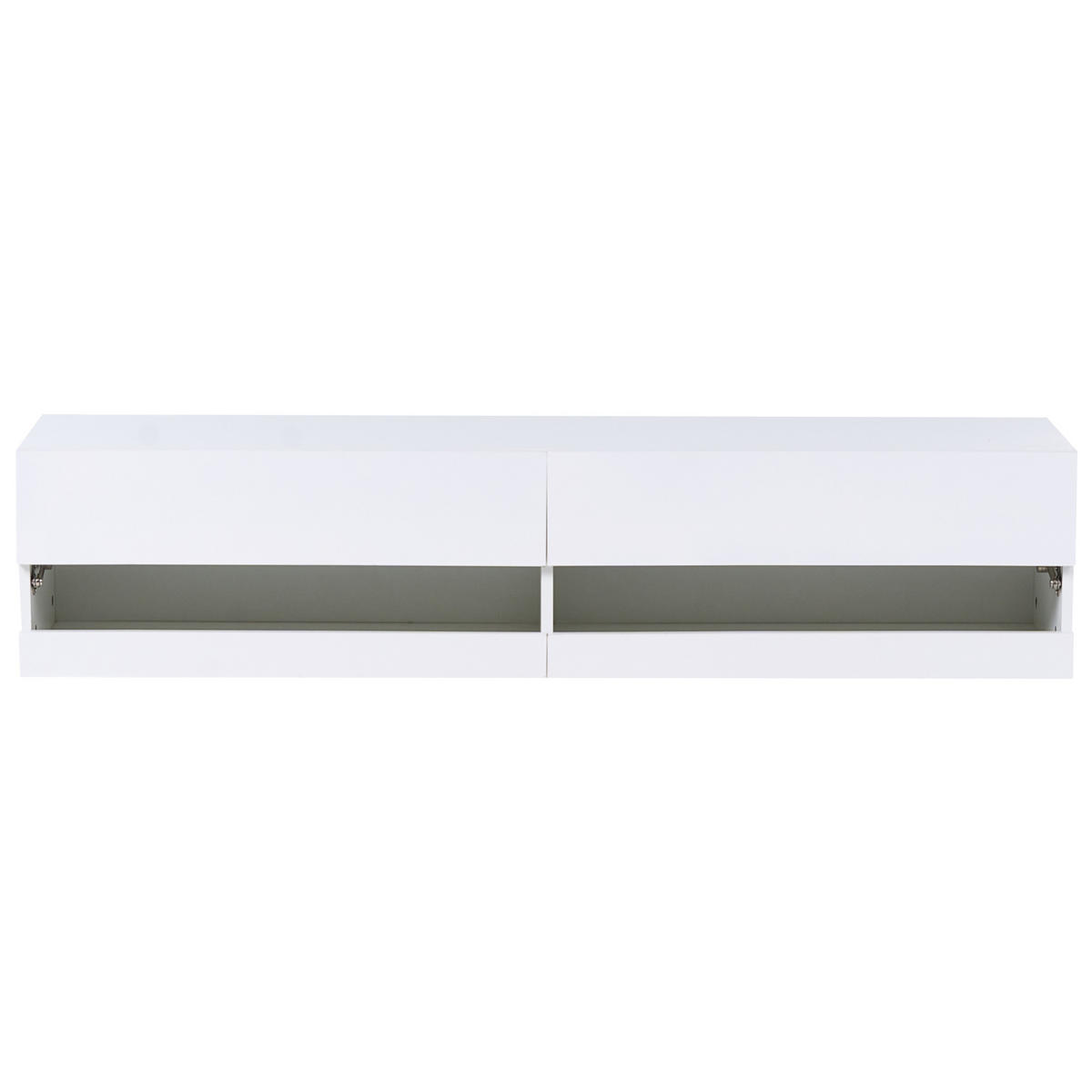 TV-BÄNK med LED-belysning vit Edmonton - Vit, Träbaserade material (140/30/35cm) - Beliani