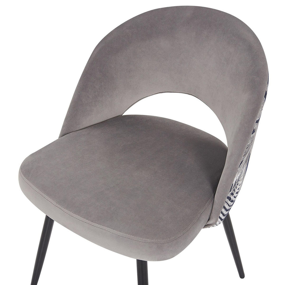 ESSZIMMERSTUHL 2er-Set Samtstoff Grau Vivian - Grau, Textil/Metall (52/77/56cm) - Beliani