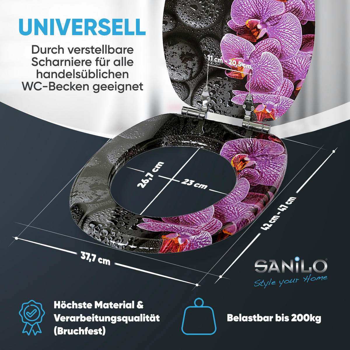 WC-SITZ mit Absenkautomatik Madeira - Violett, Holzwerkstoff (38/6/47cm) - Sanilo