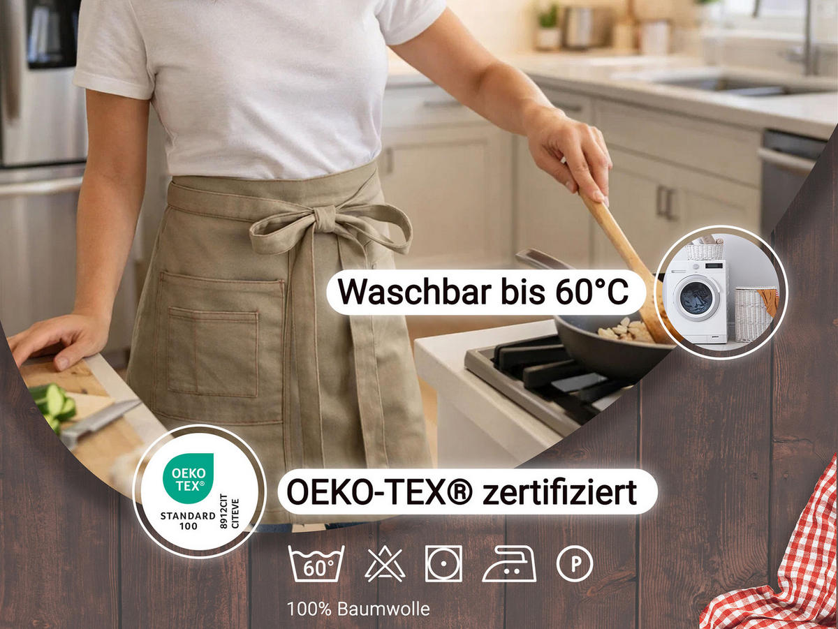 SCHÜRZE , 50x70 cm, 100% Baumwolle, Beige - Beige, Textil (50/70cm) - Zollner