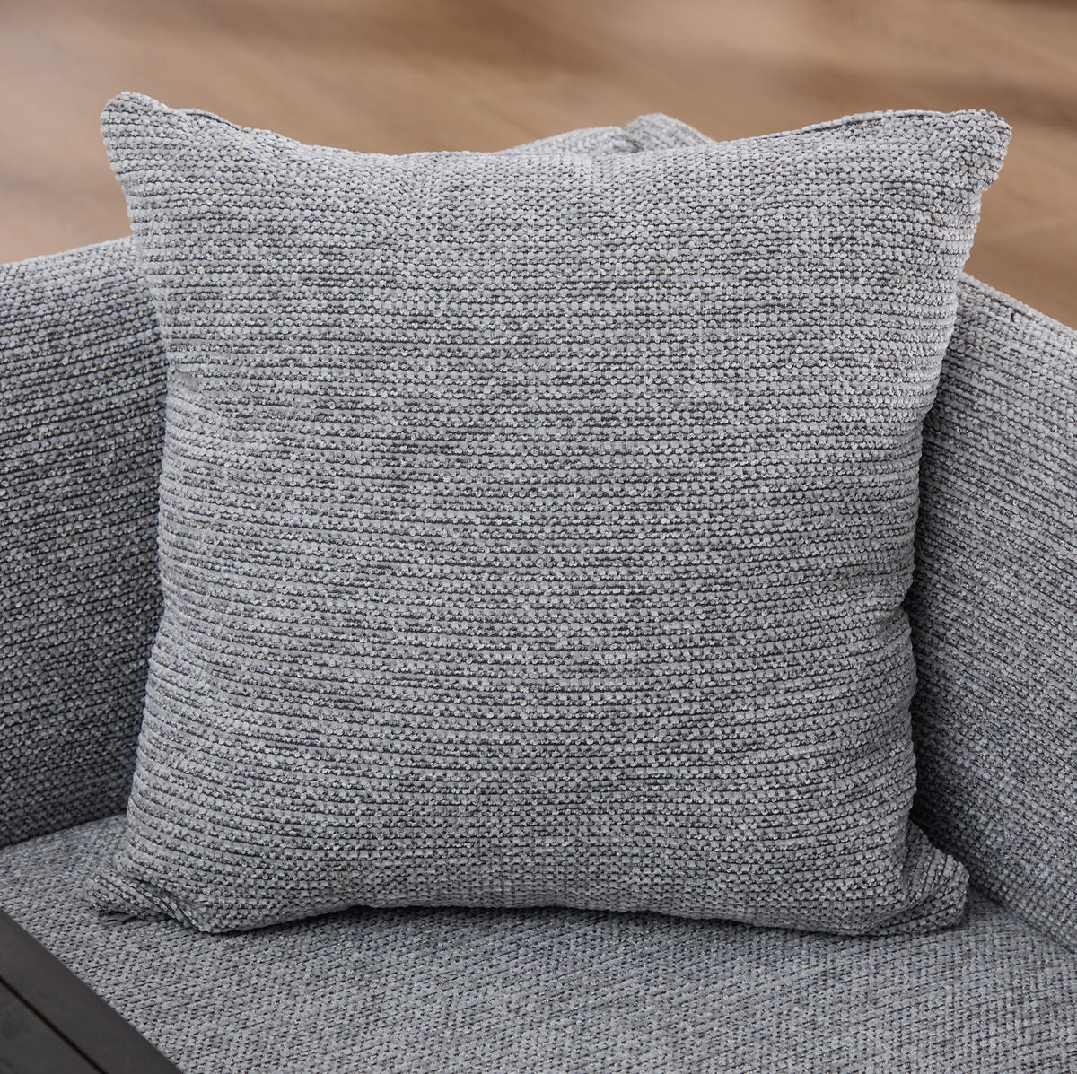 SESSEL 86/72/71 cm grau aus Chenille mit Beistelltisch - Grau, Textil (72/71/86cm) - OKWISH
