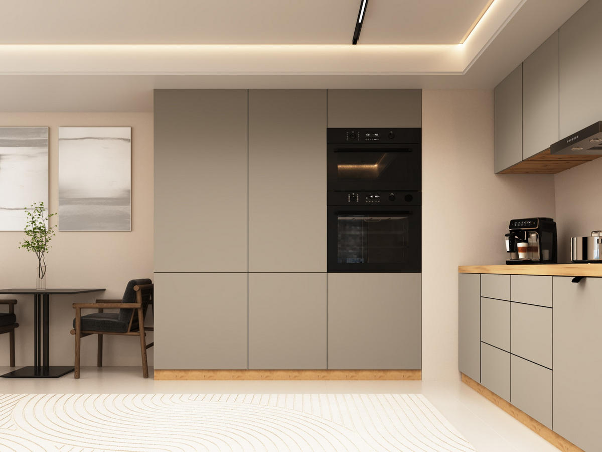 KÜCHENZEILE 320 cm - Langen KL16-M320 - in Beige / Matt - Beige, Holz (480/212/58cm)