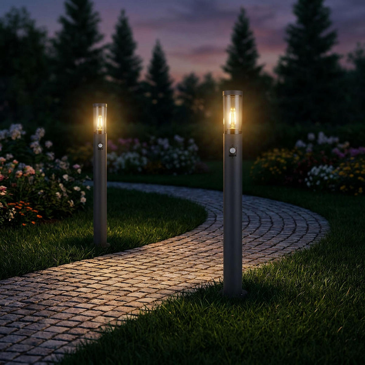 LED STEHLEUCHTE BOSTON Anthrazit Edelstahl - Anthrazit, Metall (12.7/12.7/110cm) - Globo Lighting