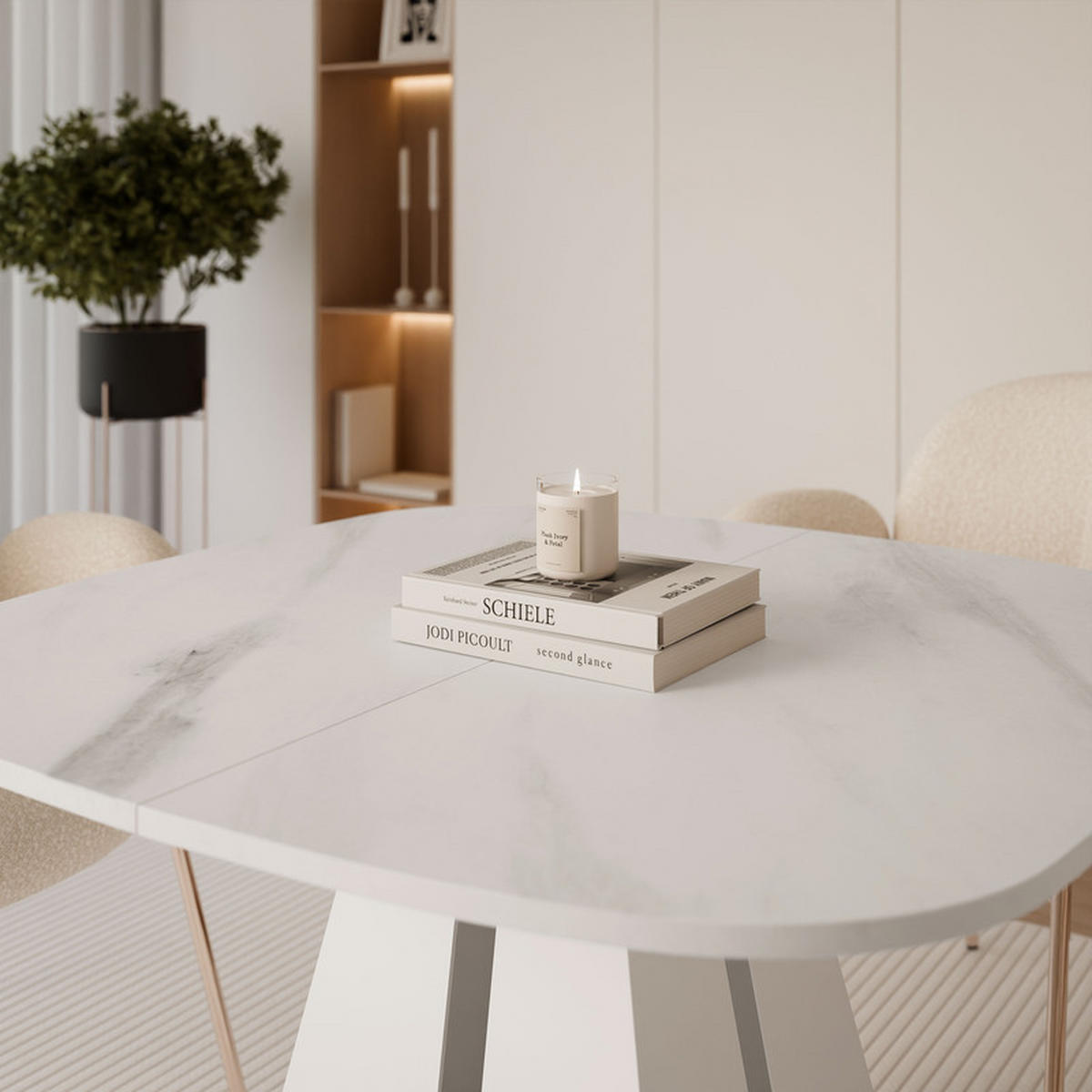 AUSZIEHTISCH ZELO 120/60/76 cm, Weiß / Bianco (Weiß) - Perlmutt/Weiß, Holzwerkstoff/Metall (60/120/76cm) - Idohome
